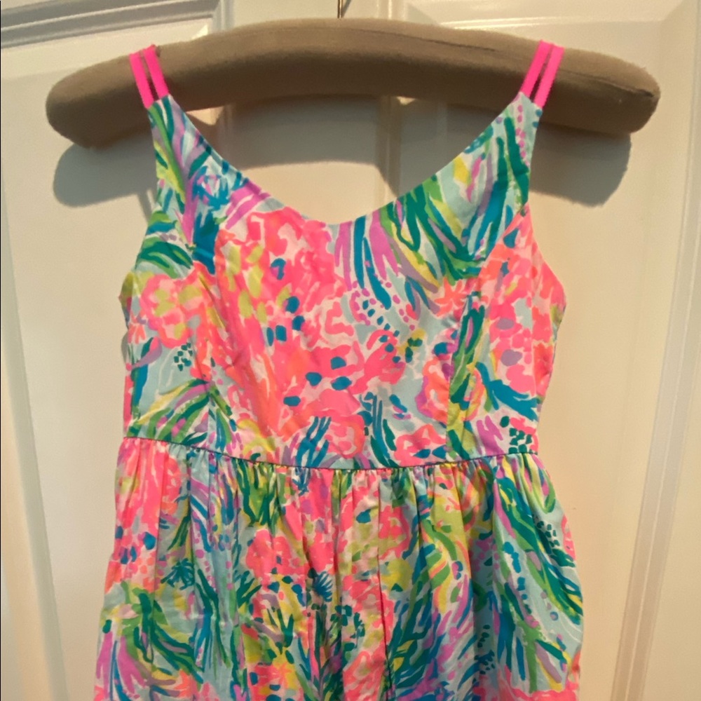 Lilly Pulitzer Girls L 8 Dress Pink Blue Green summer resort style casual